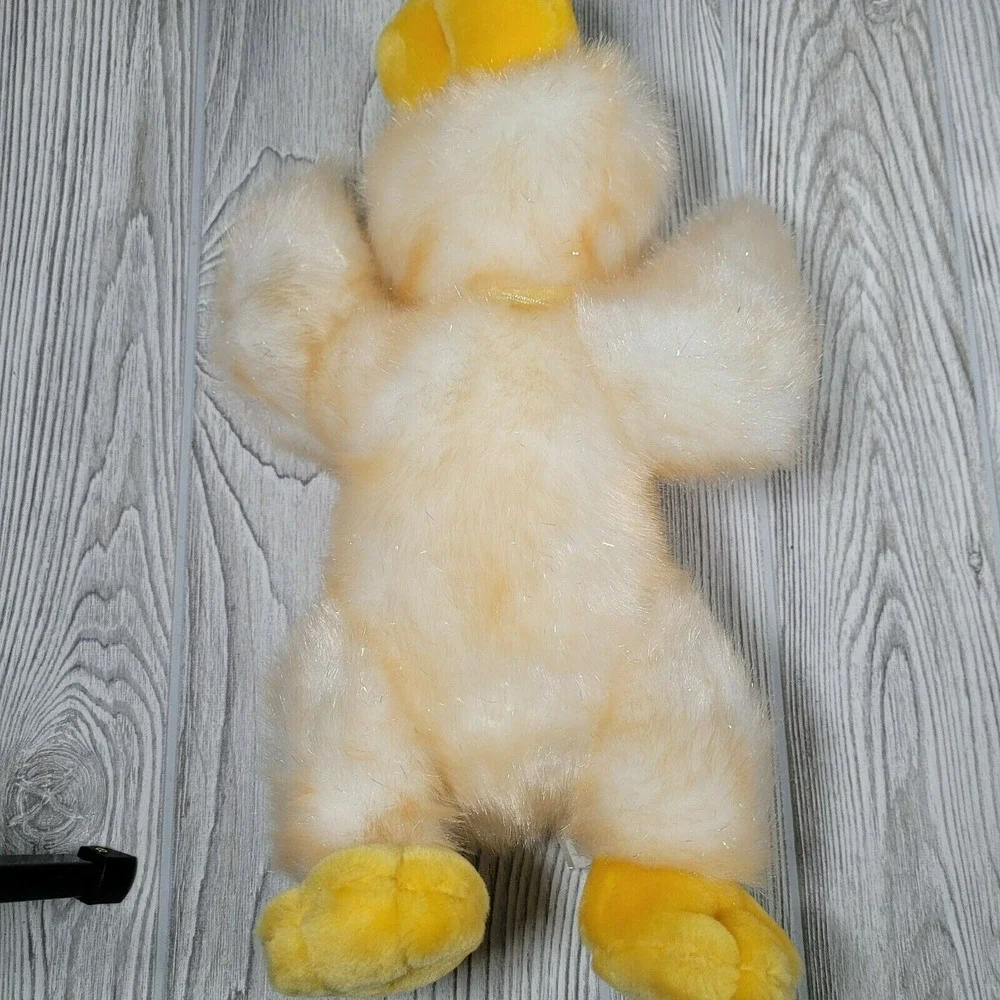 Dan Dee Plush Duck‎ Yellow White Tinsel Sparkle Fur Easter Collector Choice 14in
